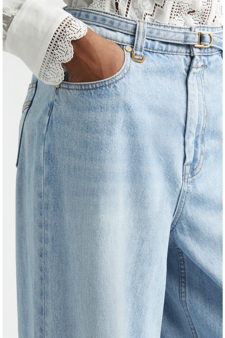 Indra Belted Relaxed Flare Jeans, Alternate, color, SKYLARK