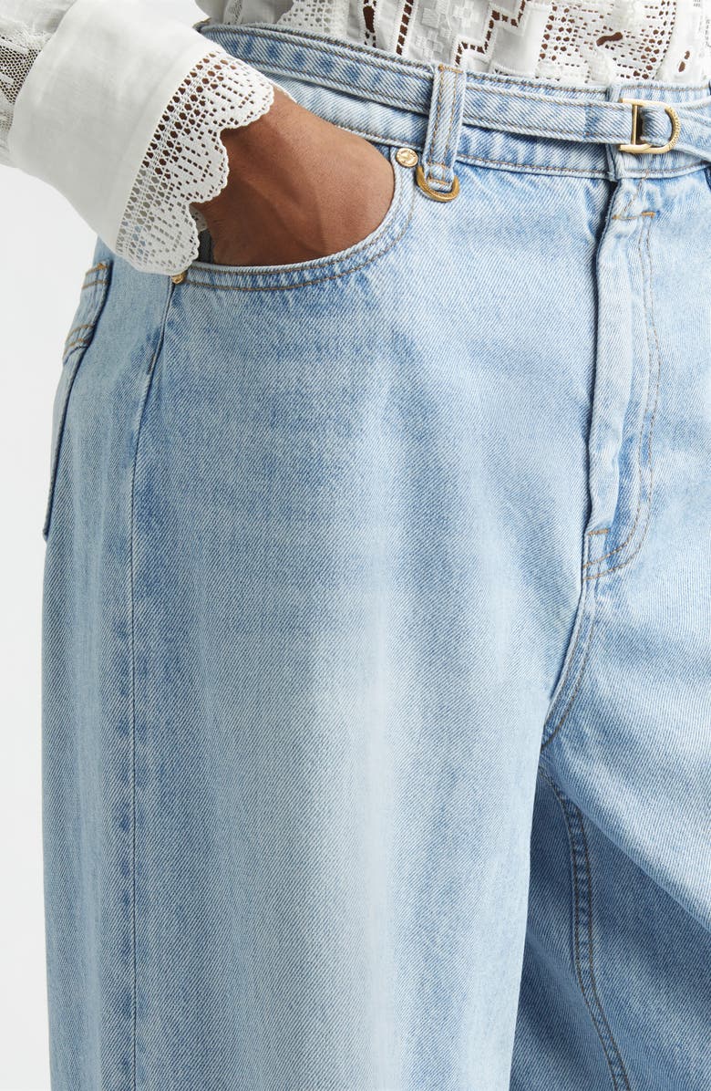 Zimmermann Indra Belted Relaxed Flare Jeans, Alternate, color, Skylark