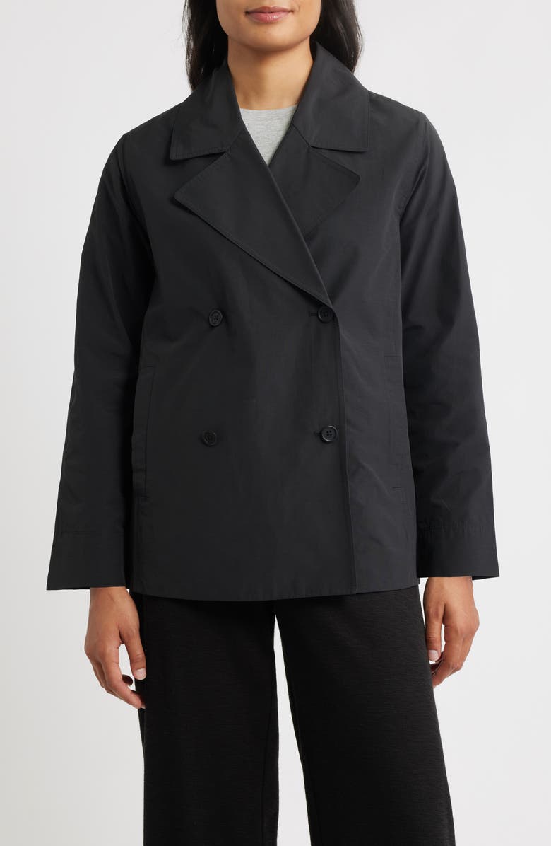 Eileen Fisher Organic Cotton Blend Crop Trench Coat, Main, color, Black