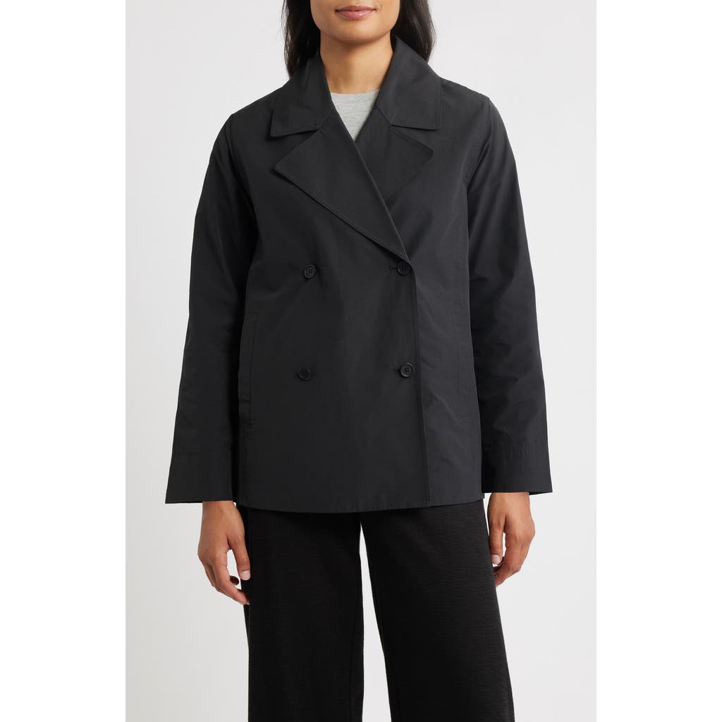 Eileen Fisher Organic Cotton Blend Crop Trench Coat In Black