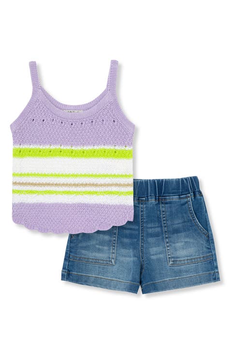 Kids' Crochet Tank & Denim Shorts Set (Toddler & Little Kid)