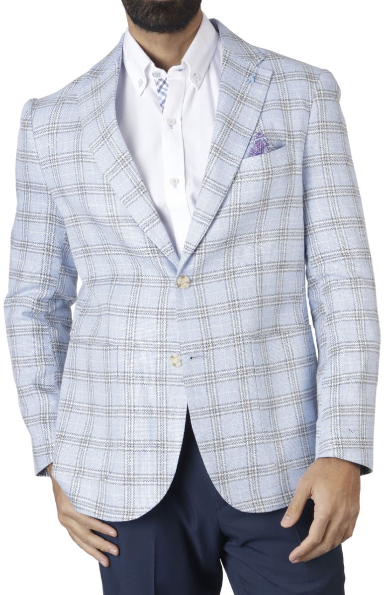 TailorByrd Yarn Dyed Plaid Sport Coat, Alternate, color, Blue
