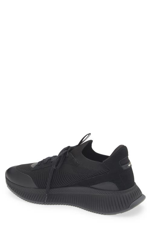 Hugo Boss Black Sock Sneakers With Knitted Upper And Herringbone Sole In Black