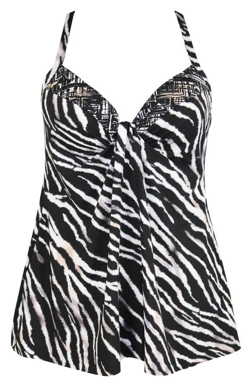 Shop Miraclesuit ® Tiger Sombre Marina Tankini Top In Black/white
