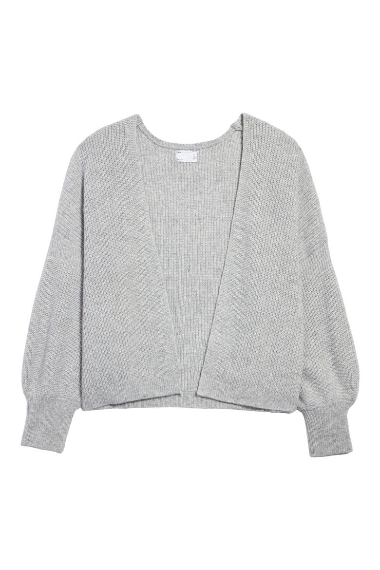 Curve Balloon Sleeve Cardigan, Alternate, color, GREY
