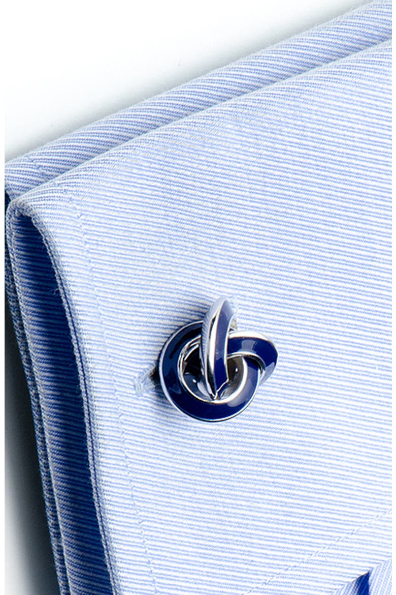 Love Knot Cuff Links, Alternate, color, NAVY