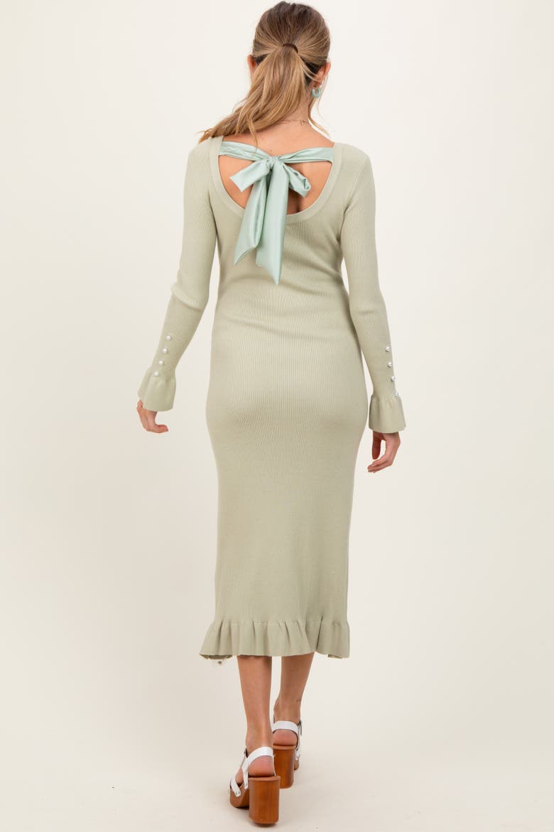 Ribbed Knit Bow Back Maxi Dress, Alternate, color, Light Olive