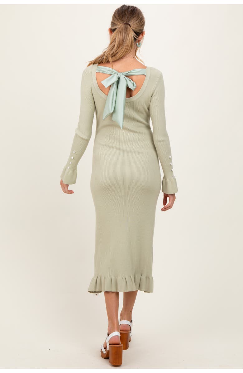 PinkBlush Ribbed Knit Bow Back Maxi Dress, Alternate, color, Light Olive
