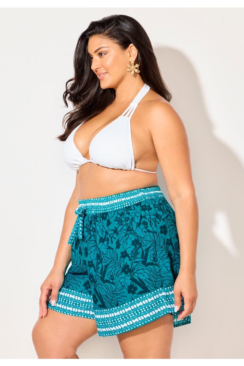 Tie Front Cover Up Shorts, Alternate, color, Mediterranean Coast