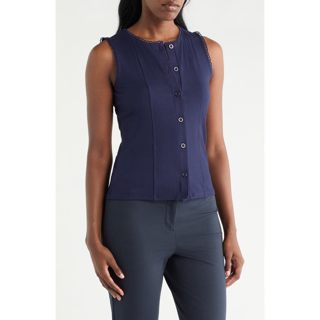 Cyrus Lace Trim Button-up Vest In Purple