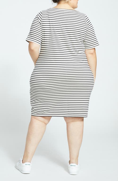 Universal Standard Plus Size Belle Breton Stripe Jersey Dress In Ecru/black Stripe