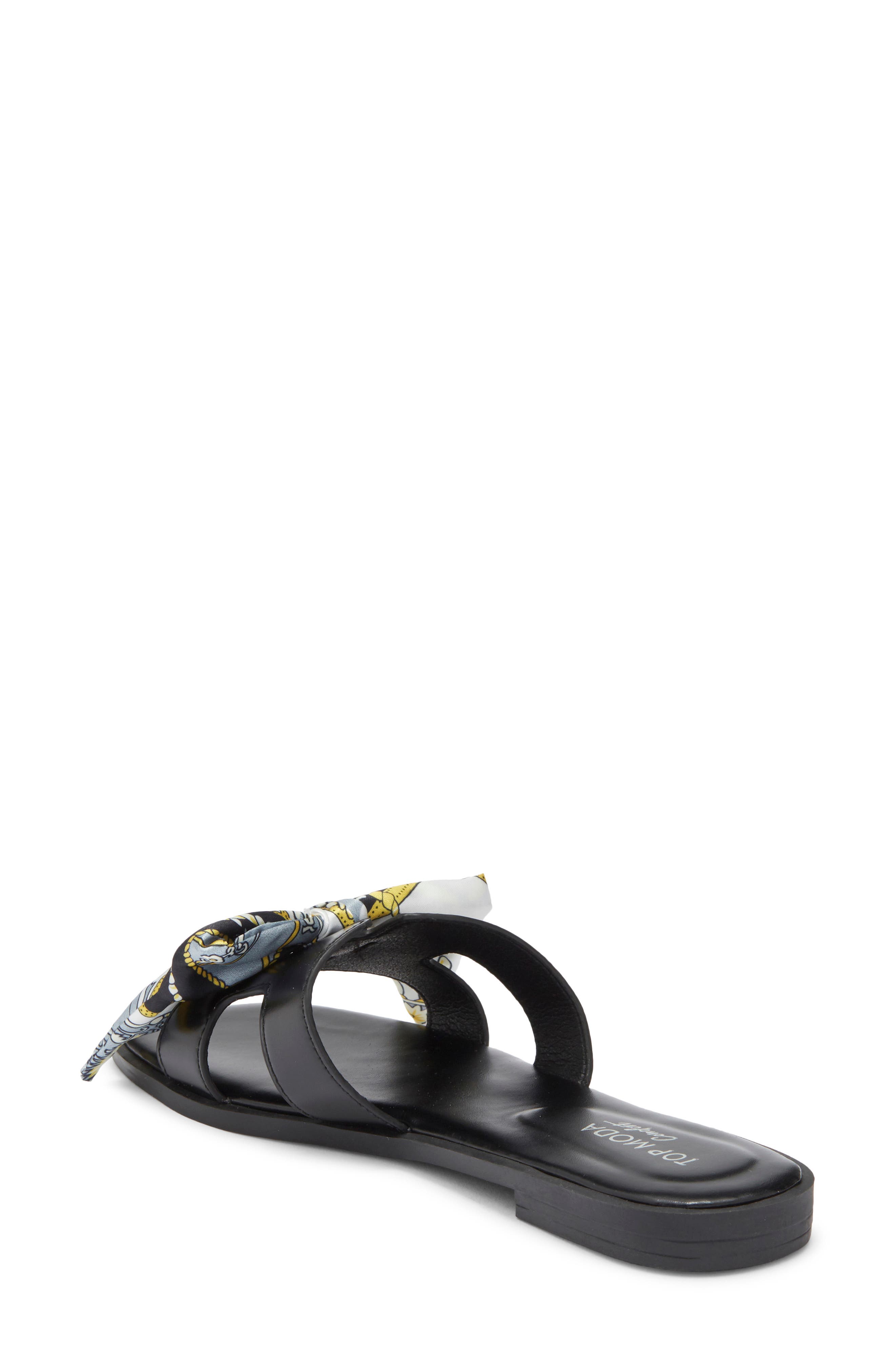 TOP MODA Vesta Flat Sandal, Alternate, color, Black Pu