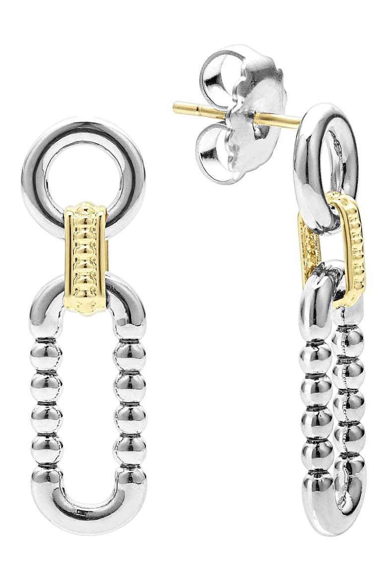 Signature Caviar Link Drop Earrings, Alternate, color, SILVER GOLD