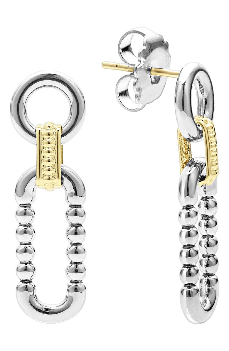 LAGOS Signature Caviar Link Drop Earrings, Alternate, color, Silver Gold