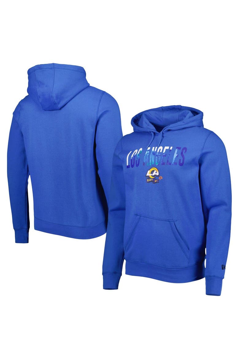 Men's New Era Royal Los Angeles Rams Ink Dye Pullover Hoodie, Main, color, Royal