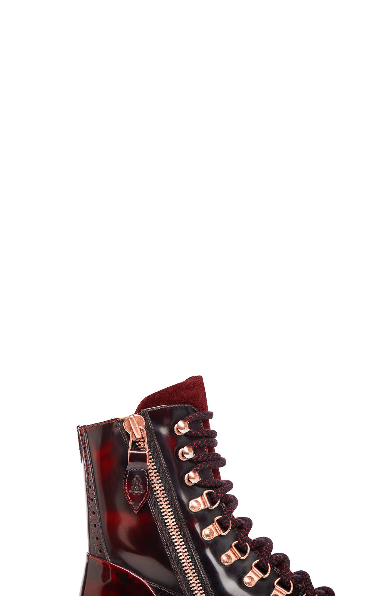 The Office of Angela Scott Mr. Bernard Combat Boot, Alternate, color, Bordeaux