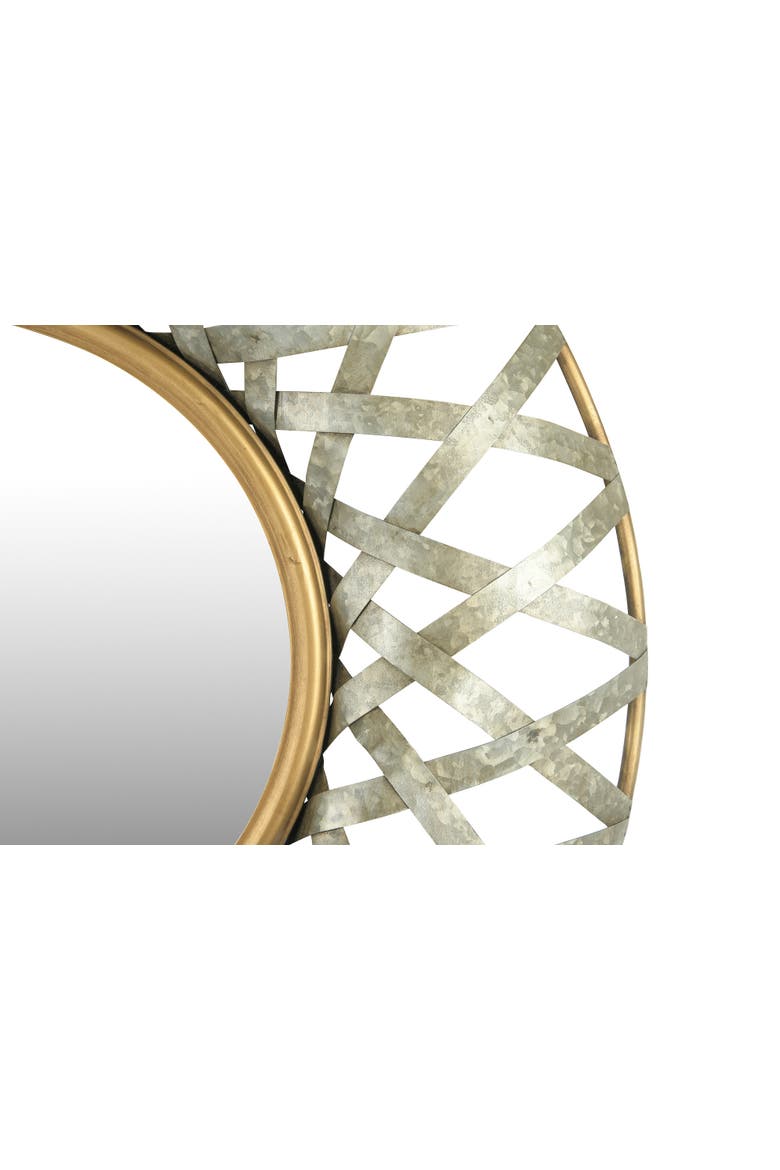 Round 2-Tone Metal Framed Wall Mirror, Silver and Gold, Alternate, color, Gold