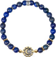 Karma and Luck Lapis Lazuli Moon Charm Women's Beaded Bracelet - Illuminating Energy