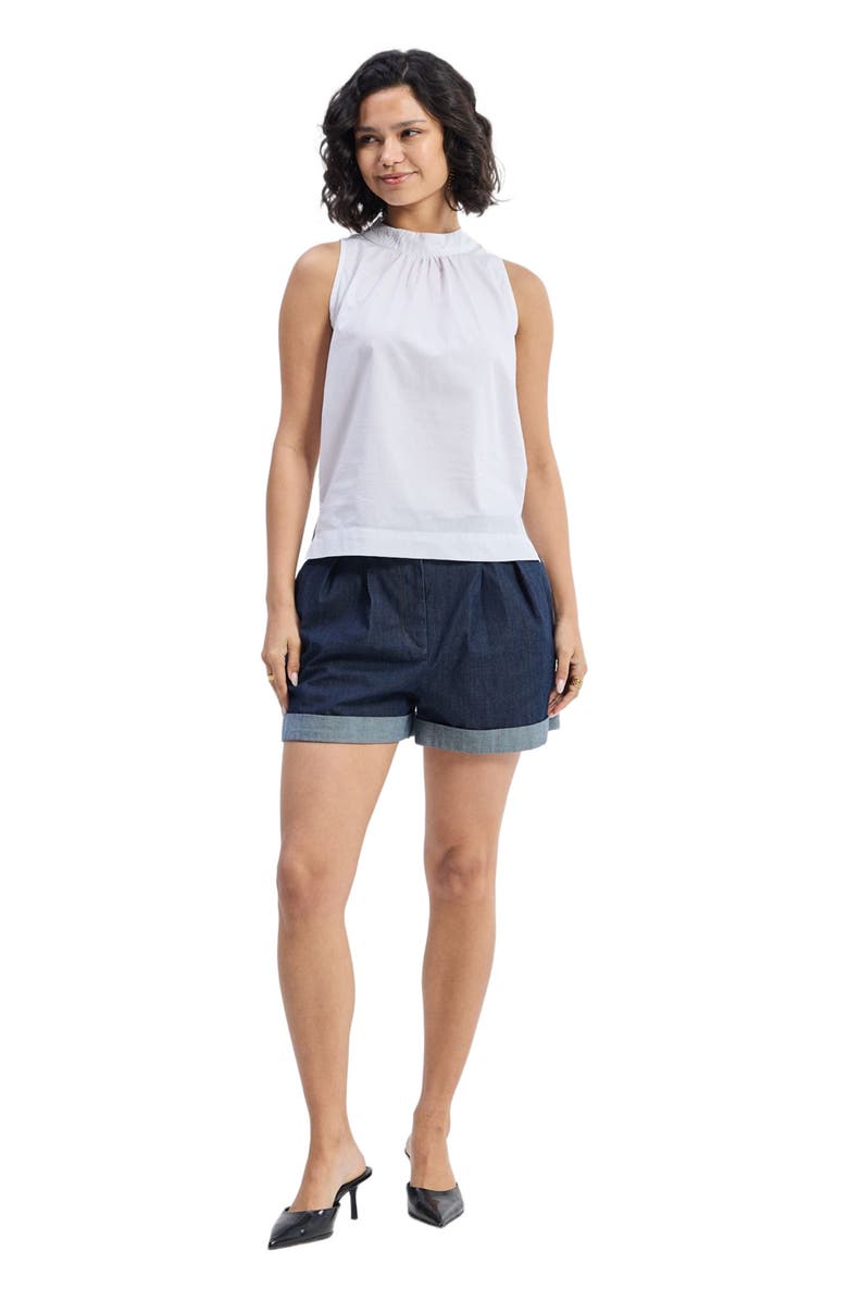 Reistor High-Neck Top with Gathers in White, Main, color, White