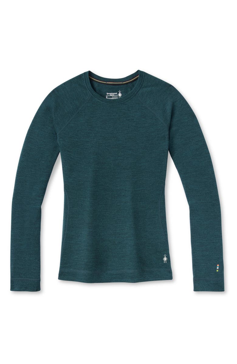 Smartwool Long Sleeve Merino Wool Thermal Top, Alternate, color, Twilight Blue Heather