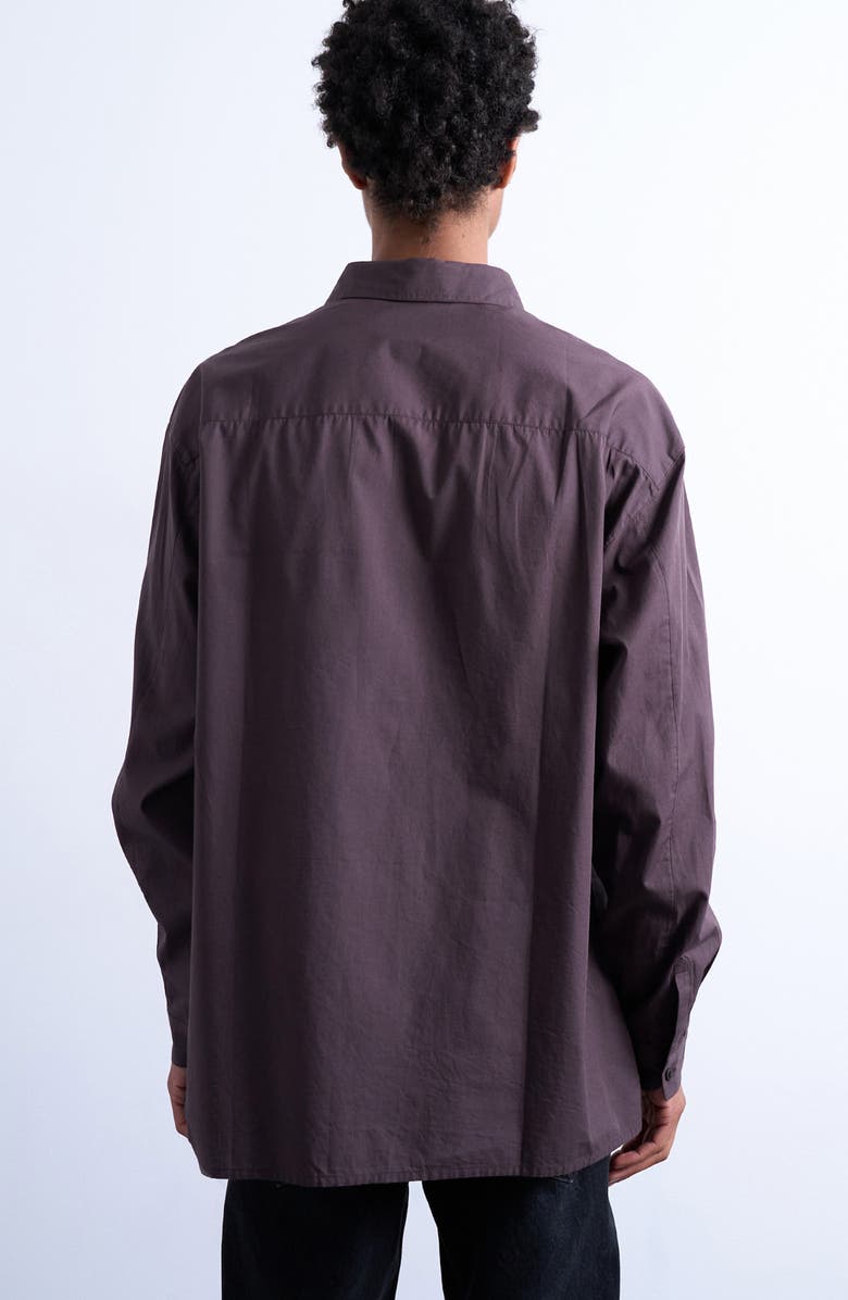 Topman Floral Rope Embroidered Poplin Button-Up Shirt, Alternate, color, Brown