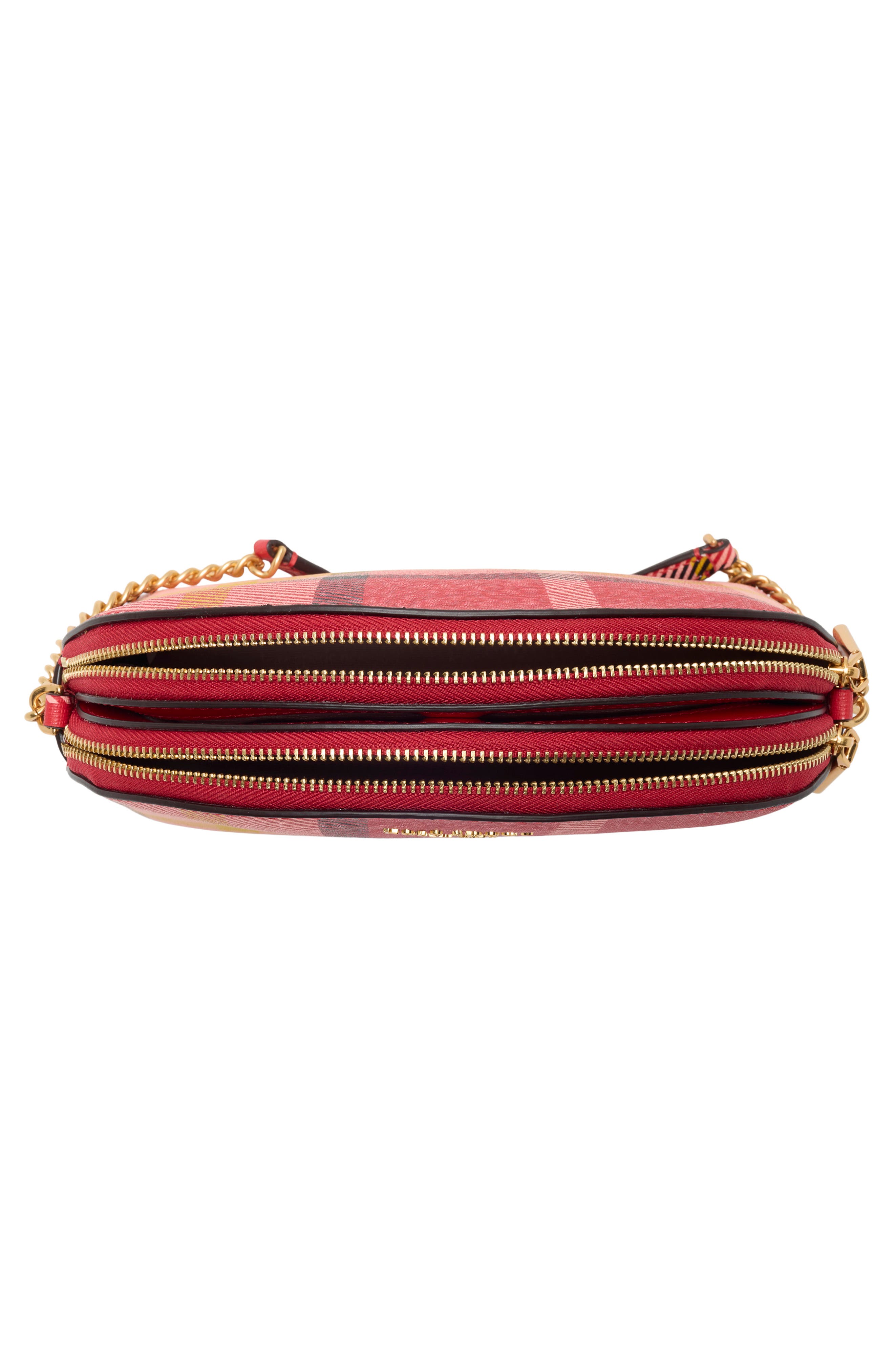 double zip leather crossbody bag, Alternate, color, RED MULTI