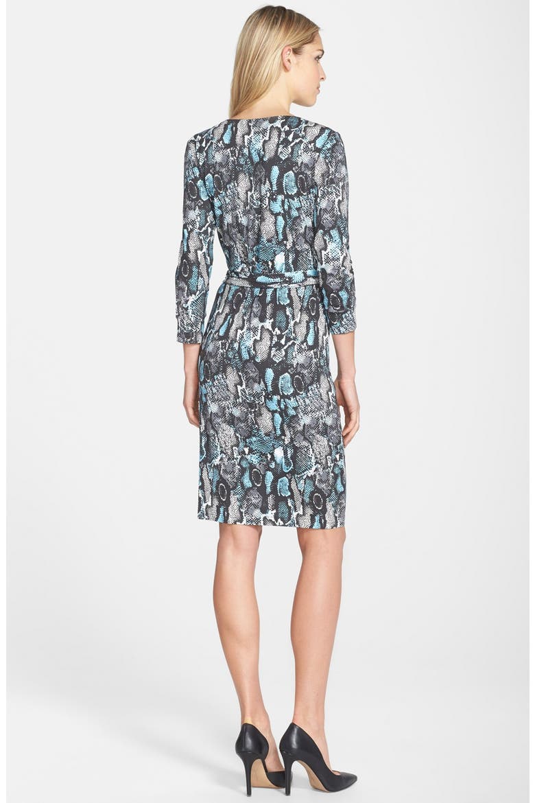 Print Jersey Wrap Dress (Nordstrom Exclusive), Alternate, color, GREY/ BLUE