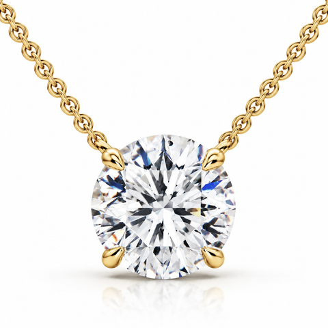 1ct Floating Solitaire Diamond Pendant 14k Gold Women's 18" Necklace Lab Grown