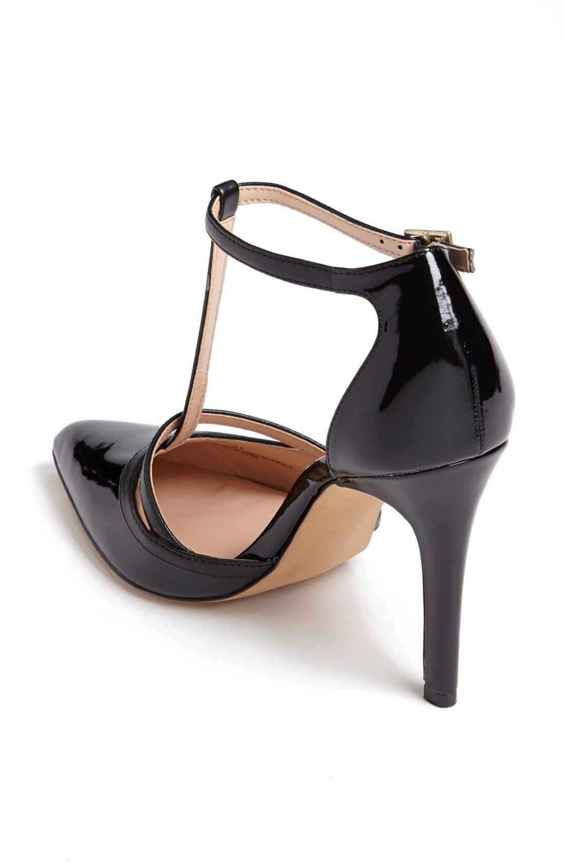 'Nicola' T-Strap Pump, Alternate, color, BLACK