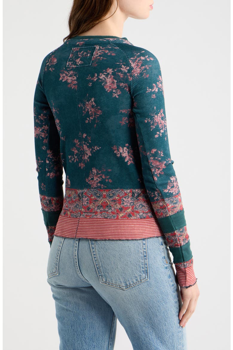 Easy Does It Floral Rib Stretch Cotton Top, Alternate, color, LAGOON COMBO
