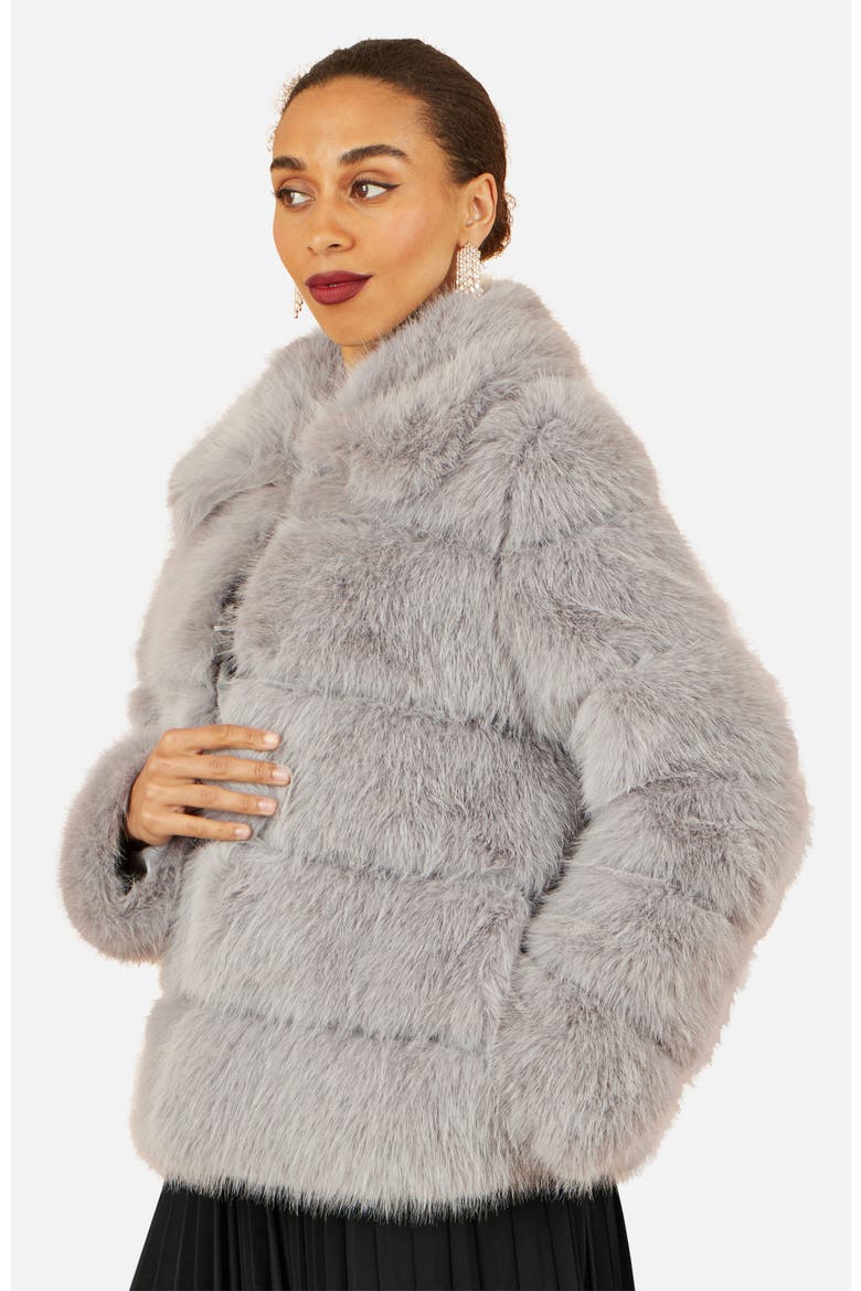 Luxe Faux Fur Coat, Alternate, color, Grey