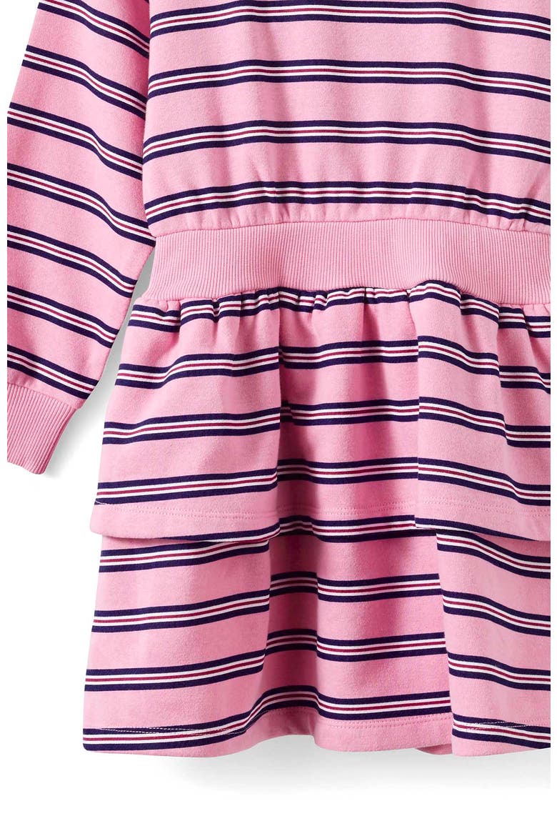 Kid's Crew Neck Ruffle Dress, Alternate, color, Strawberry Milk Denim Navy