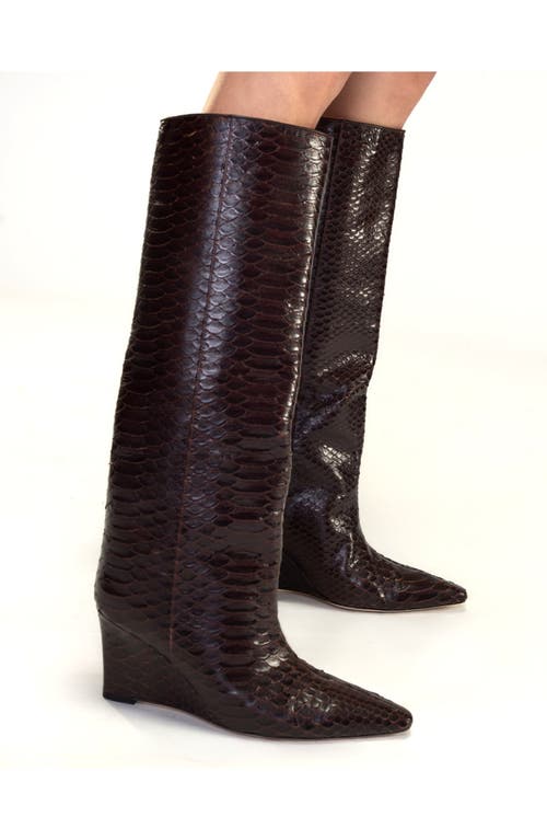 Cynthia Rowley Embossed Leather Wedge Boot In Brown