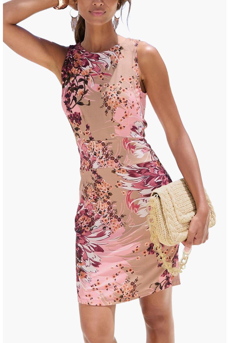 Slim Fit Print Dress, Main, color, Taupe Berry