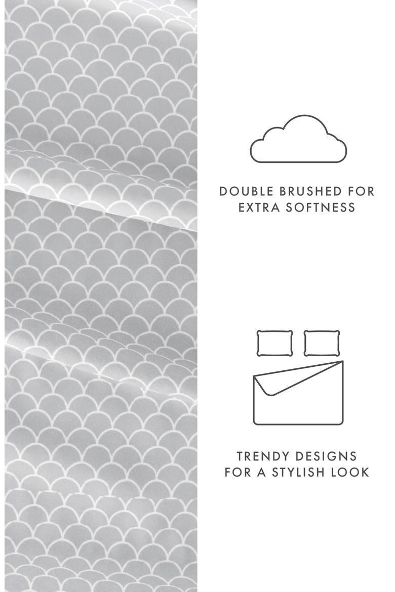 Premium Ultra Soft Scallops Pattern 4-Piece Bed Sheet Set, Alternate, color, GRAY