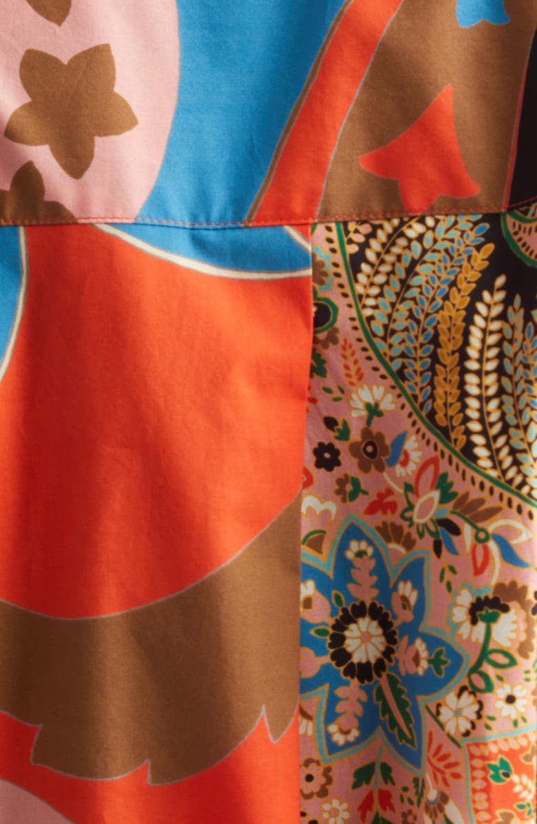 Etro Paisley Lotus Print Long Sleeve Midi Shirtdress, Alternate, color, Red