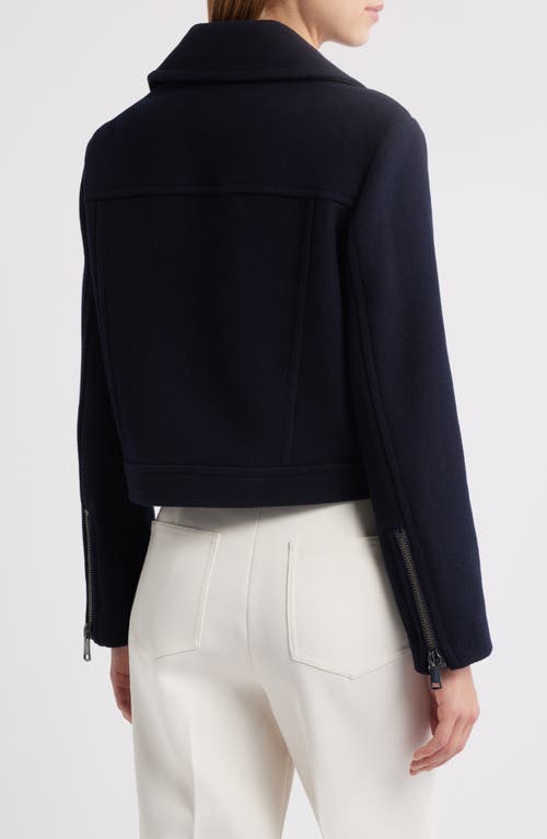 Reiss Arlow Asymmetric Zip Wool Blend Jacket In Navy