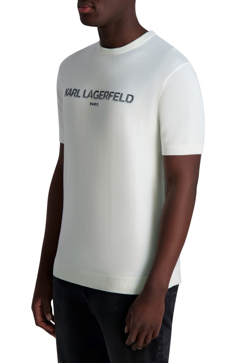 KARL LAGERFELD PARIS Logo Short Sleeve Sweater, Alternate, color, White