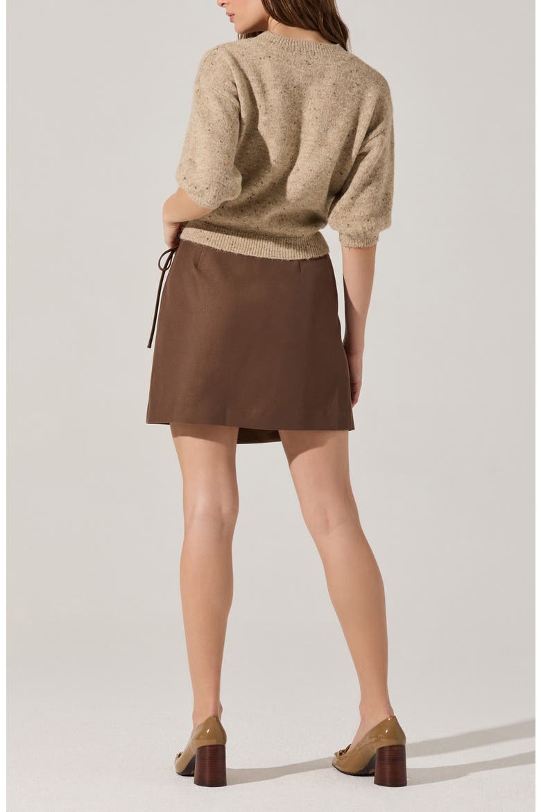 Ashvi Side Tie Skirt, Alternate, color, BROWN