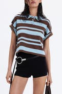 MANGO Striped Cotton Blend Polo