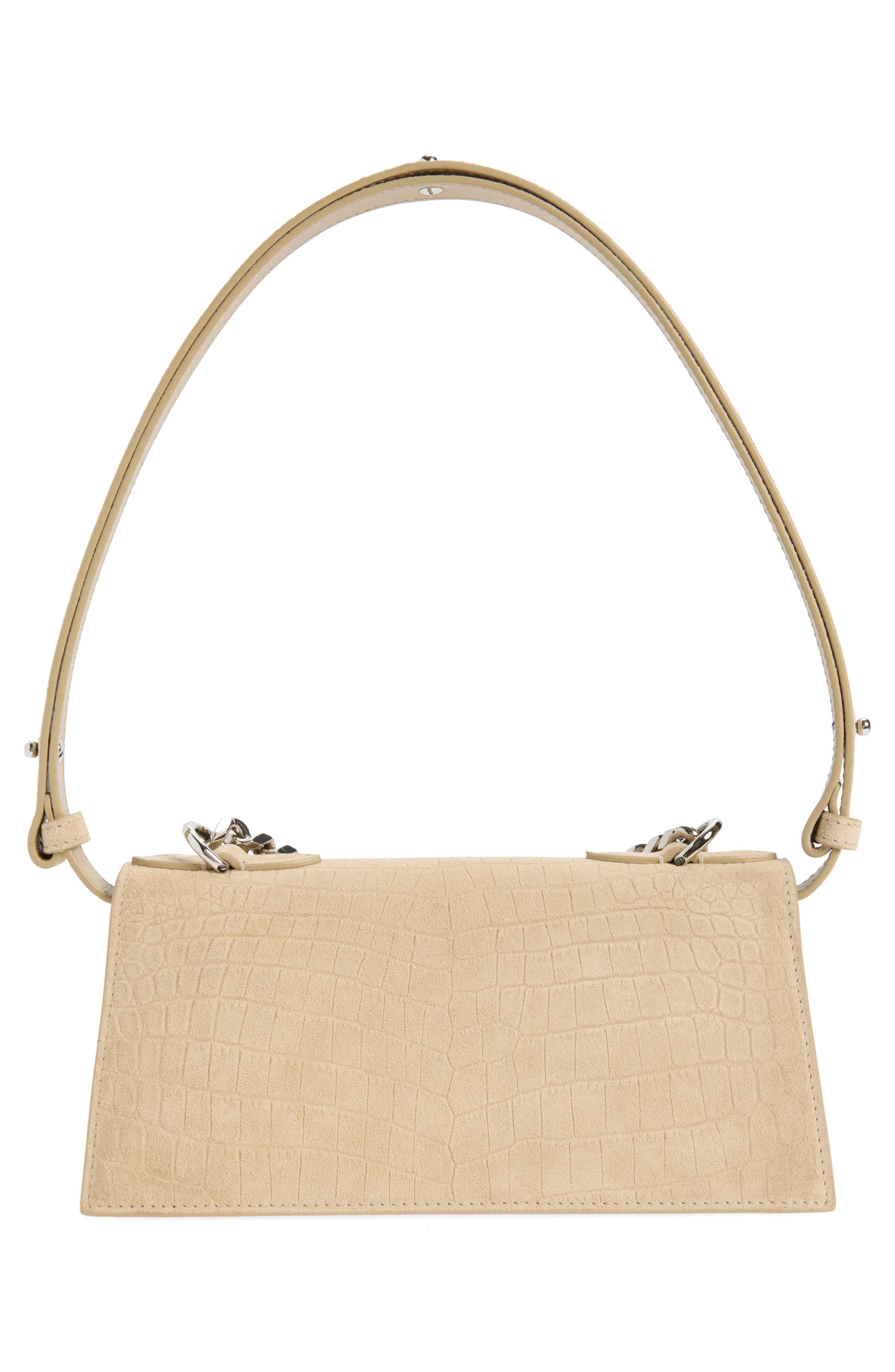 Mini Jeweled Croc Embossed Suede Top Handle Bag, Alternate, color, ZINC