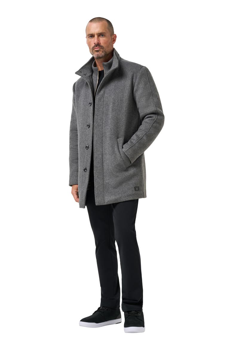 Brushed Wool Blend Coat, Alternate, color, HEATHER DARK GREY