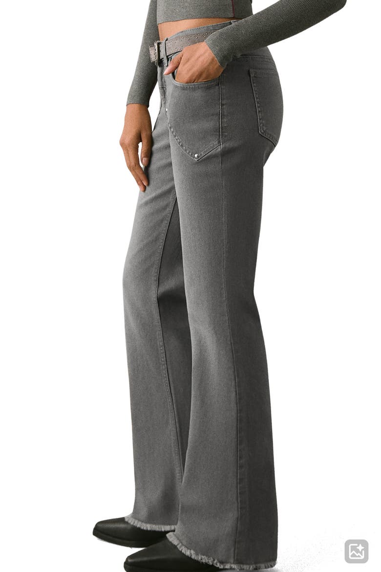 Low Rise Stud Flare Jeans, Alternate, color, DENIM GREY