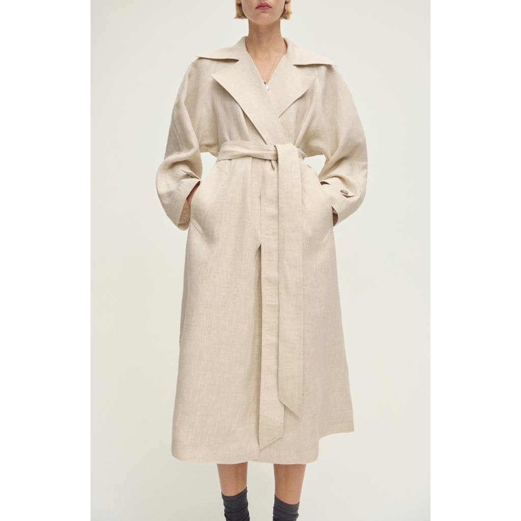 Mango Linen Belted Trench Coat