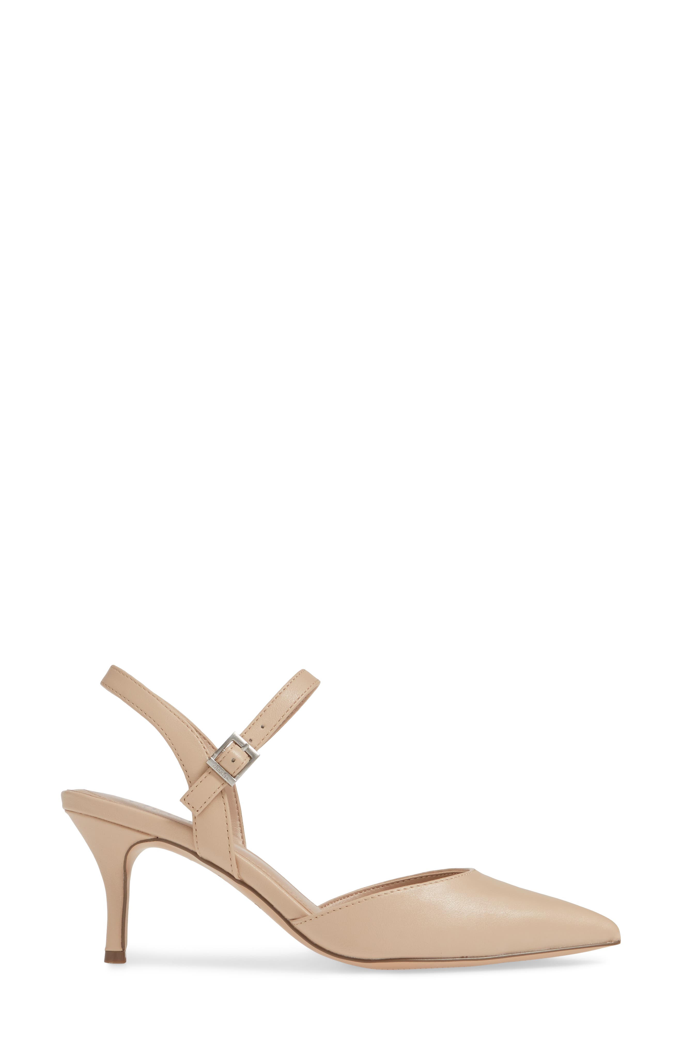 Ankle Strap Pointed Toe Pump, Alternate, color, NUDE FAUX LEATHER