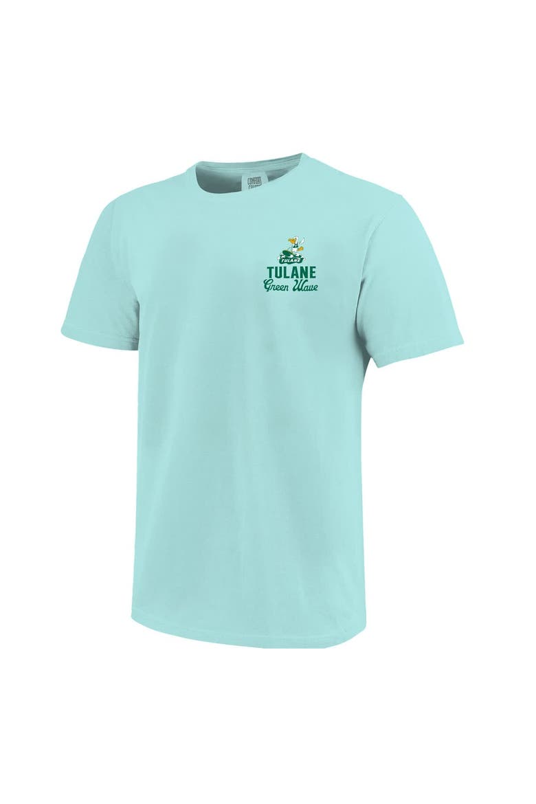 Youth Teal Tulane Green Wave Comfort Colors Mascot Overlay T-Shirt, Alternate, color, Teal
