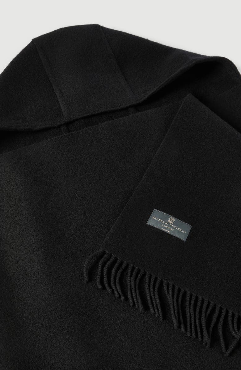 Brunello Cucinelli Knit scarf with hood, Alternate, color, Black