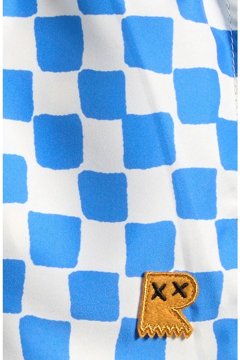 Kids' Blue Checker Swim Trunks, Alternate, color, BLUE/ CREAM