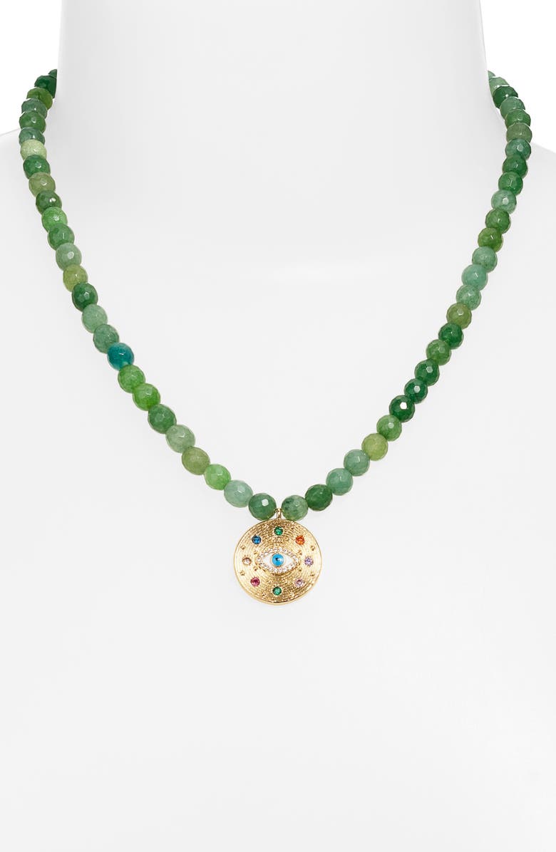 VIDAKUSH Eyes on Me Jade Necklace, Alternate, color, Green/ Gold