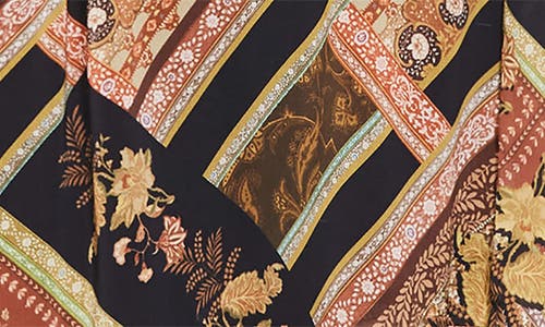 City Chic Harlow Patchwork Floral Tie Waist Minidress In Animal Print